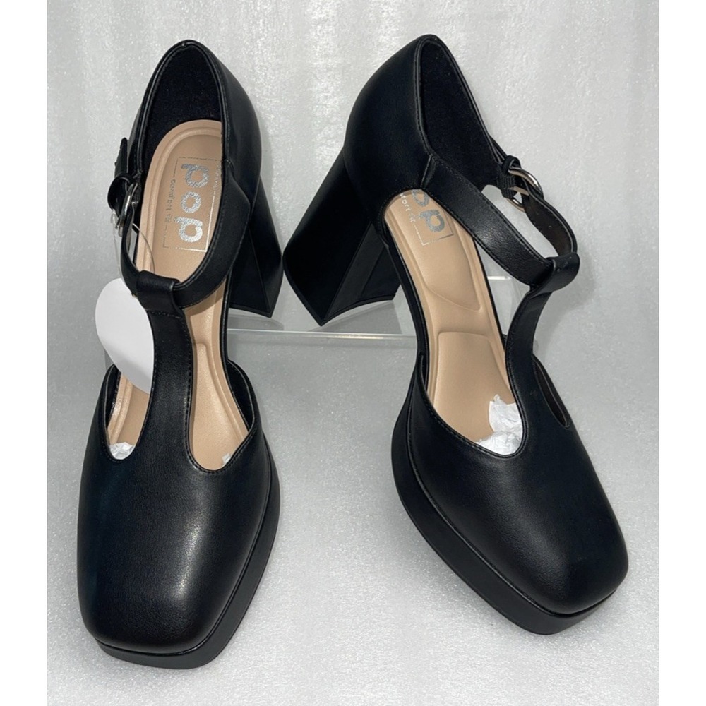 POP Worthy Black Mary Jane Chunky Platform Heeled Retro Shoe Women's Size 11 NEW - Picture 15 of 16